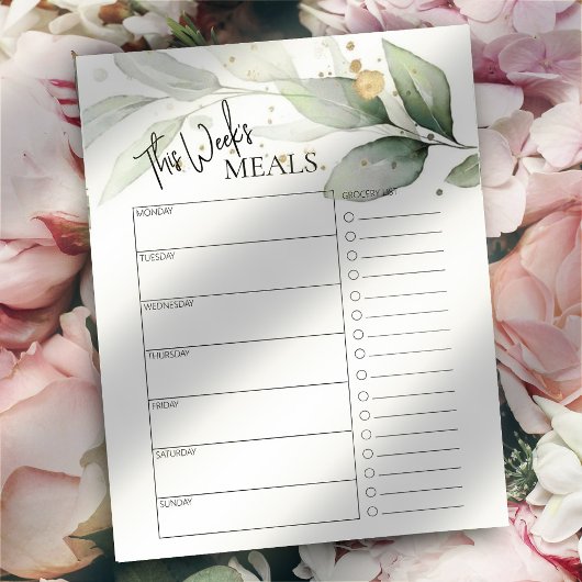 Botanische minimale scripttekst Wekelijks Meal Pla
