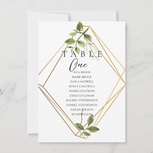 Botanische minimale tafel nummer zitplaats kaart (Achterkant)