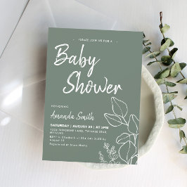 Botanische minimalistische Baby shower Kaart