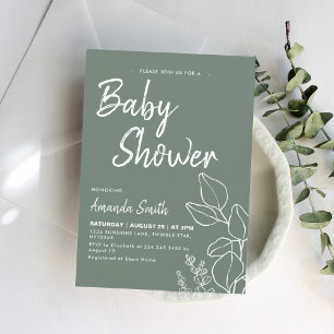 Botanische minimalistische Baby shower Kaart