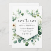 Botanische minimalistische eucalyptus digitale bru save the date (Voorkant / Achterkant)