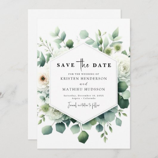 Botanische minimalistische eucalyptus digitale bru save the date (Voorkant / Achterkant)