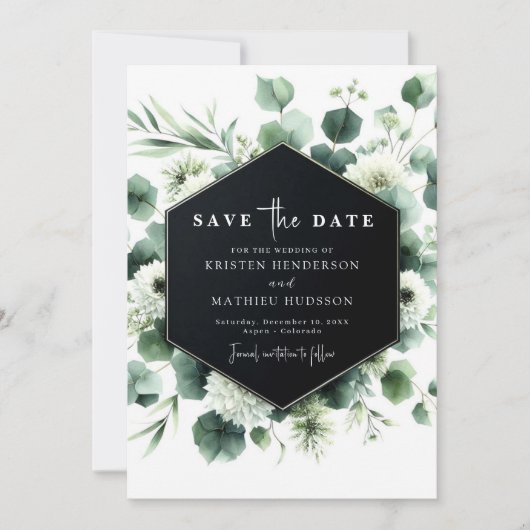 Botanische minimalistische eucalyptus digitale bru save the date (Voorkant)