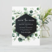 Botanische minimalistische eucalyptus digitale bru save the date (Staand voorkant)