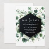 Botanische minimalistische eucalyptus digitale bru save the date (Voorkant / Achterkant)