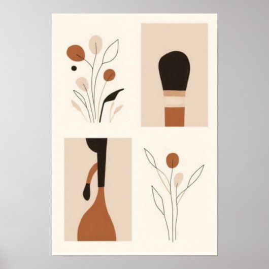 Botanische Minimalistische Muur Kunst Set | Abstra Poster (Voorkant)