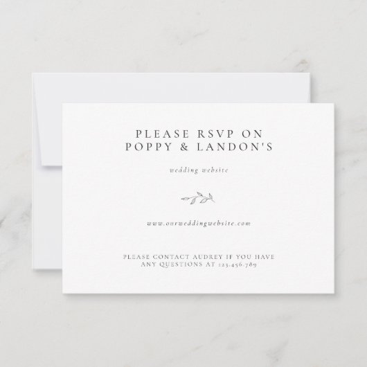 Botanische minimalistische typografie RSVP Respons Kaartje (Voorkant)