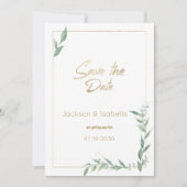 Botanische mint groen goud groen Save the Date Kaart (Voorkant)