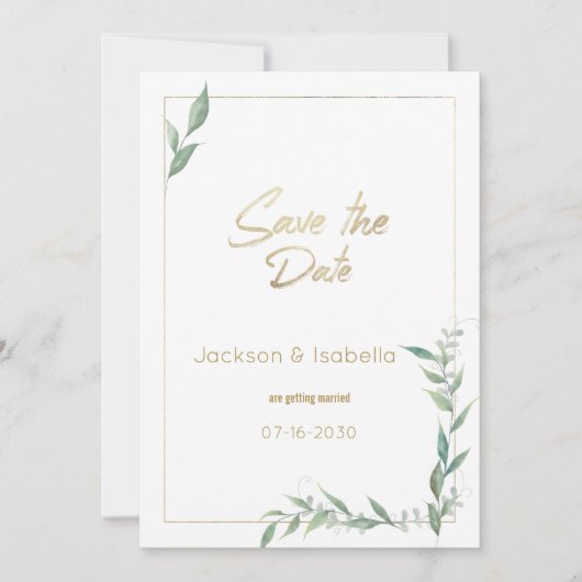Botanische mint groen goud groen Save the Date Kaart (Voorkant)