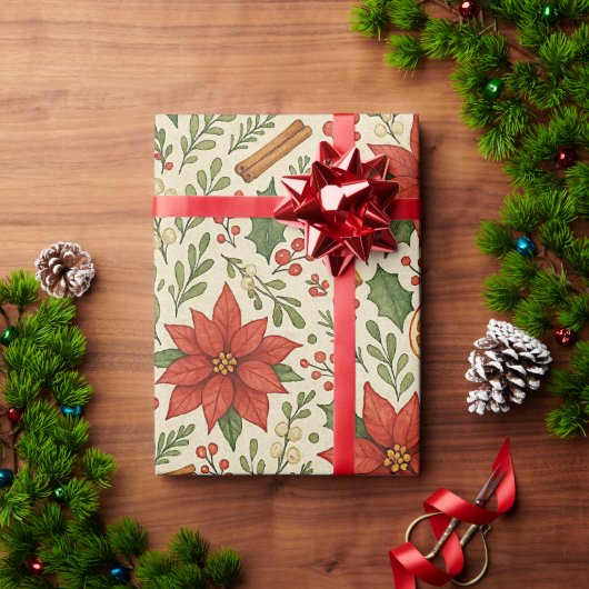 Botanische Mistletoe Classic Floral Art Pattern Cadeaupapier (Feestdagen Geschenken)