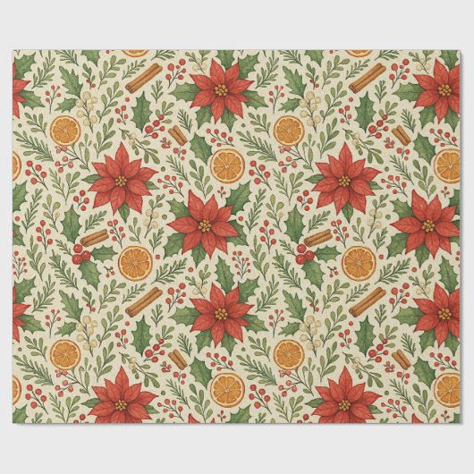 Botanische Mistletoe Classic Floral Art Pattern Cadeaupapier (Vlak)