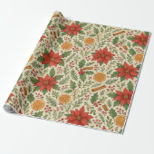 Botanische Mistletoe Classic Floral Art Pattern Cadeaupapier (Uitgerold)