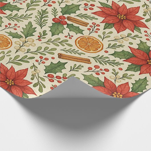 Botanische Mistletoe Classic Floral Art Pattern Cadeaupapier (Hoek)