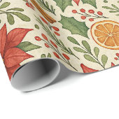 Botanische Mistletoe Classic Floral Art Pattern Cadeaupapier (Rol Hoek)