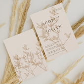 Botanische Mocha Leaf Wedding Kaart