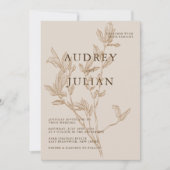 Botanische Mocha Leaf Wedding Kaart (Voorkant)