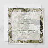 Botanische Moderne  Bloemen Toile Wedding Kaart (Achterkant)