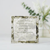 Botanische Moderne  Bloemen Toile Wedding Kaart (Staand voorkant)