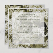 Botanische Moderne  Bloemen Toile Wedding Kaart (Voorkant / Achterkant)