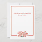 Botanische moderne elegante foto rode kerst feestdagenkaart (Achterkant)