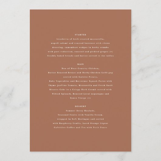 Botanische, moderne elegante naaldbladermenu van T Menu (Achterkant)