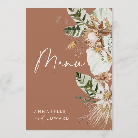 Botanische, moderne elegante naaldbladermenu van T Menu (Voorkant)