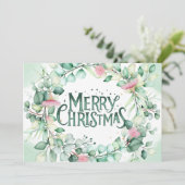 Botanische moderne Eucalyptus Greenery Kerstmis Kaart (Staand voorkant)