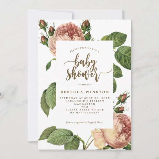 botanische moderne florale baby shower uitnodiging (Voorkant)