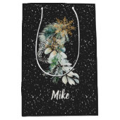 Botanische moderne gebladerte sneeuwvlok Vrolijk K Medium Cadeauzakje (Voorkant)