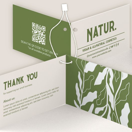 Botanische moderne QR-code gevouwen Kaart Label ha