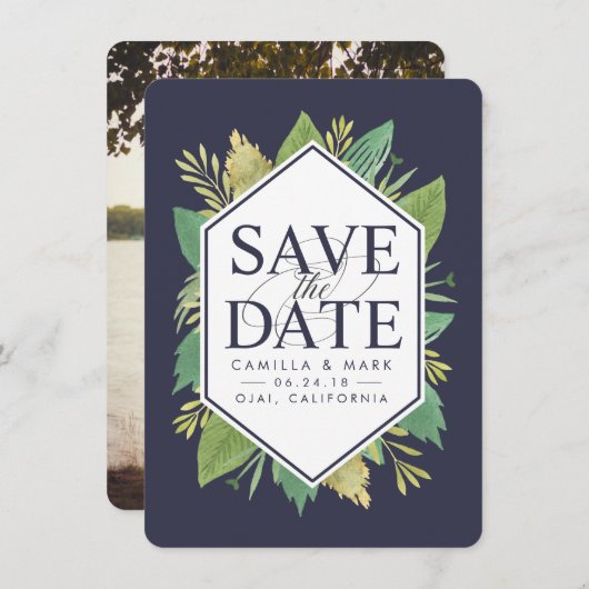 Botanische Moderne Sparen de Kaart van de Datum me (Voorkant / Achterkant)