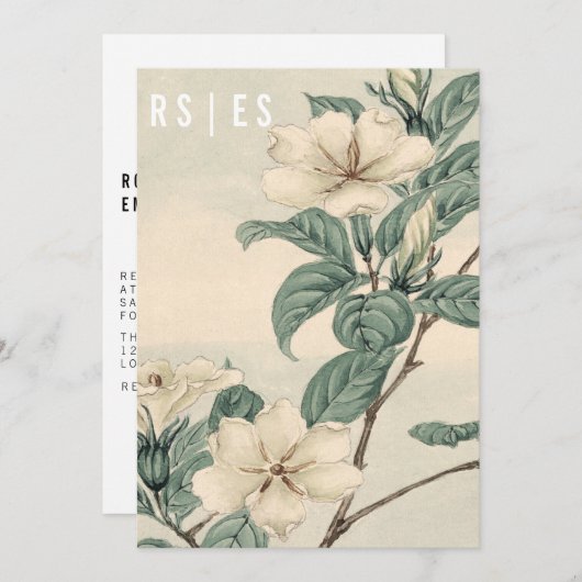 Botanische moderne uitnodiging tot bruiloft (Voorkant / Achterkant)