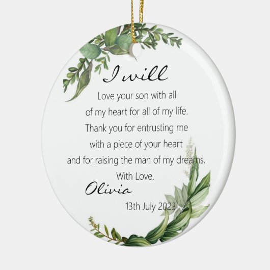 Botanische moeder van de Groom Bride Wedding Gift Keramisch Ornament (Links)