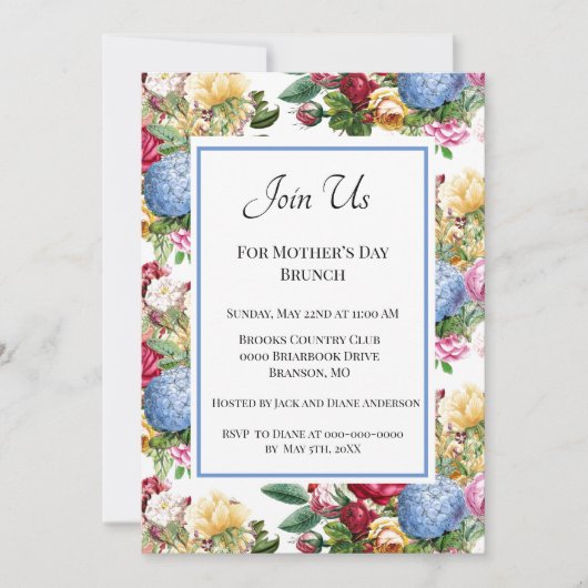 botanische Moederdag Brunch Kaart (Voorkant)