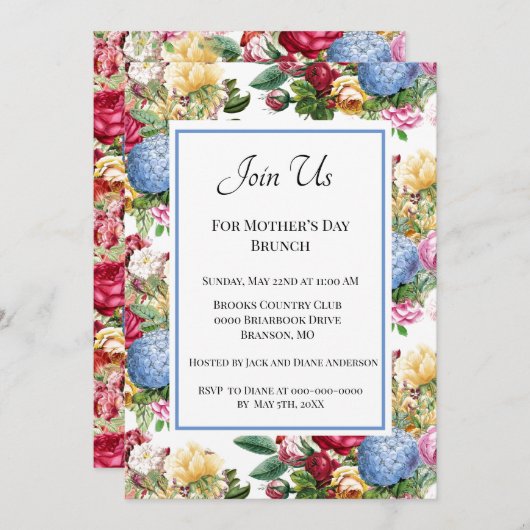  botanische Moederdag Brunch Kaart (Voorkant / Achterkant)