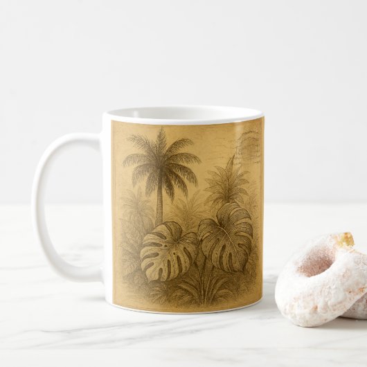 Botanische Mok - Tropische Monstera & Palm (Met donut)