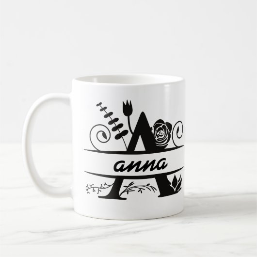 Botanische monogram A " ANNA " Koffiemok (Links)