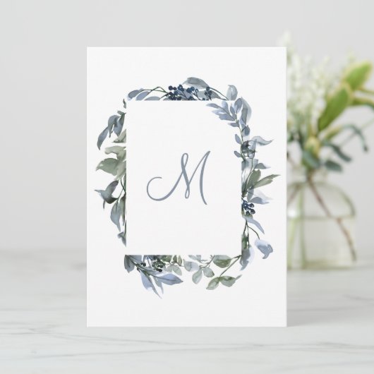 Botanische monogram bruiloft — Gegevens Kaart (Staand voorkant)