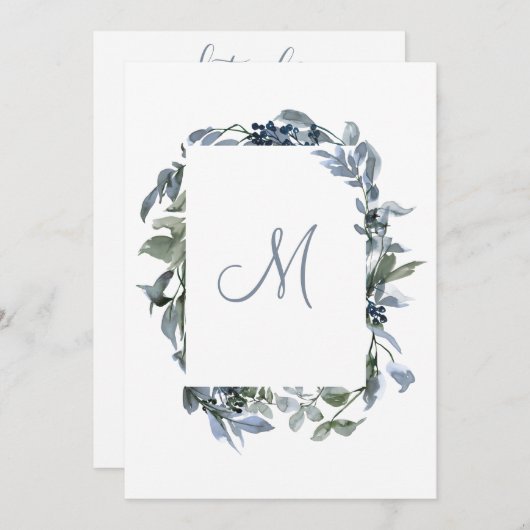 Botanische monogram bruiloft — Gegevens Kaart (Voorkant / Achterkant)