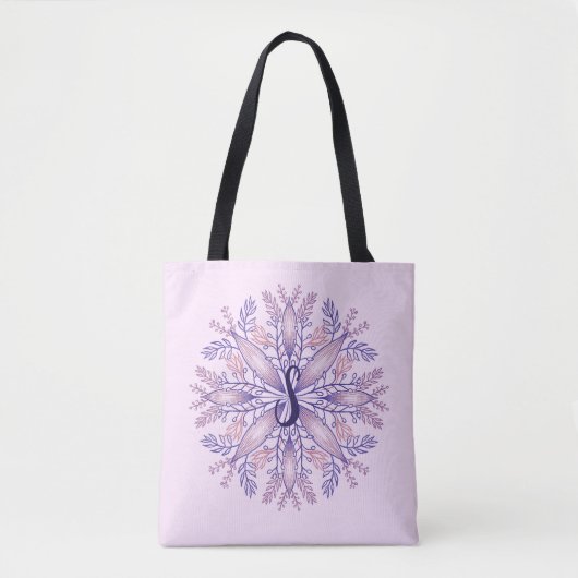 Botanische monogram cottcore boho florale roze tote bag (Voorkant)