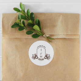  botanische monogram Crest Ronde Sticker
