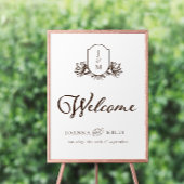 Botanische monogram Crest Welkomstteken Poster