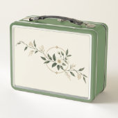 Botanische Monogram Groene Lunchbox – Elegante Nat (Achterkant)