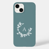 Botanische monogram Initiaal Blauwgroen Turquoise Case-Mate iPhone Case (Achterkant)