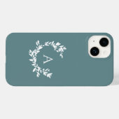 Botanische monogram Initiaal Blauwgroen Turquoise Case-Mate iPhone Case (Achterkant (horizontaal))