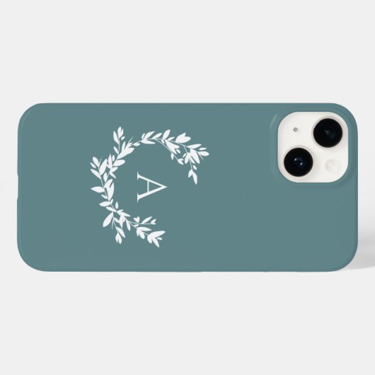 Botanische monogram Initiaal Blauwgroen Turquoise Case-Mate iPhone Case (Achterkant (horizontaal))