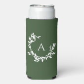 Botanische monogram Initiaal Forest Hunter Green Seltzer Blikjeskoeler (Seltzer Achterkant)