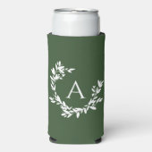 Botanische monogram Initiaal Forest Hunter Green Seltzer Blikjeskoeler (Seltzer Voorkant)