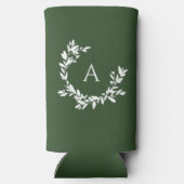 Botanische monogram Initiaal Forest Hunter Green Seltzer Blikjeskoeler (Achterkant)