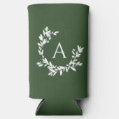 Botanische monogram Initiaal Forest Hunter Green Seltzer Blikjeskoeler (Voorkant)
